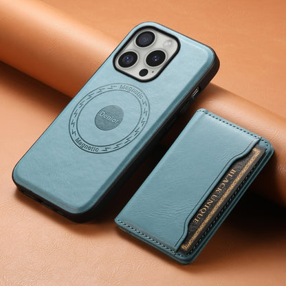 For iPhone 16 Pro Denior Cowhide Texture Leather MagSafe Detachable Wallet Phone Case(Blue) - iPhone 16 Pro Cases by Denior | Online Shopping UK | buy2fix