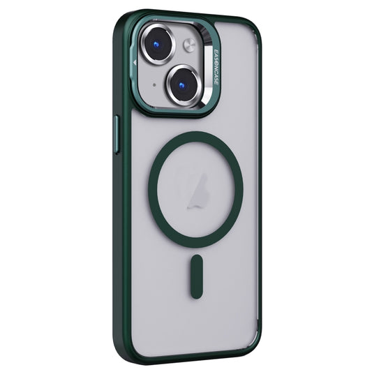 For iPhone 15 Plus Invisible Lens Holder PC + TPU Frosted MagSafe Phone Case(Green) - iPhone 15 Plus Cases by buy2fix | Online Shopping UK | buy2fix