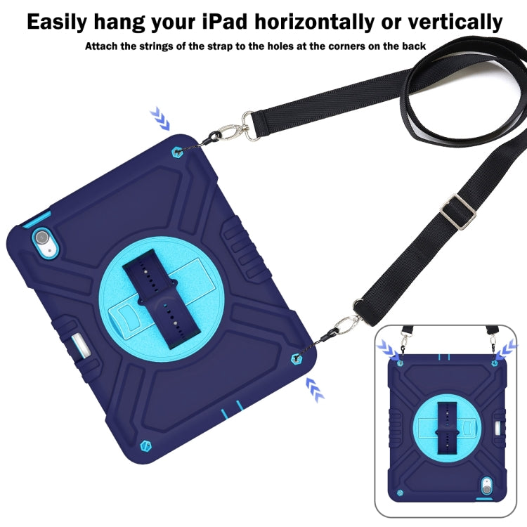 For iPad Air 11 2024 X Rotation PC Hybrid Silicone Tablet Case with Strap(Navy Sky Blue) - iPad Air 11 2024 Cases by buy2fix | Online Shopping UK | buy2fix