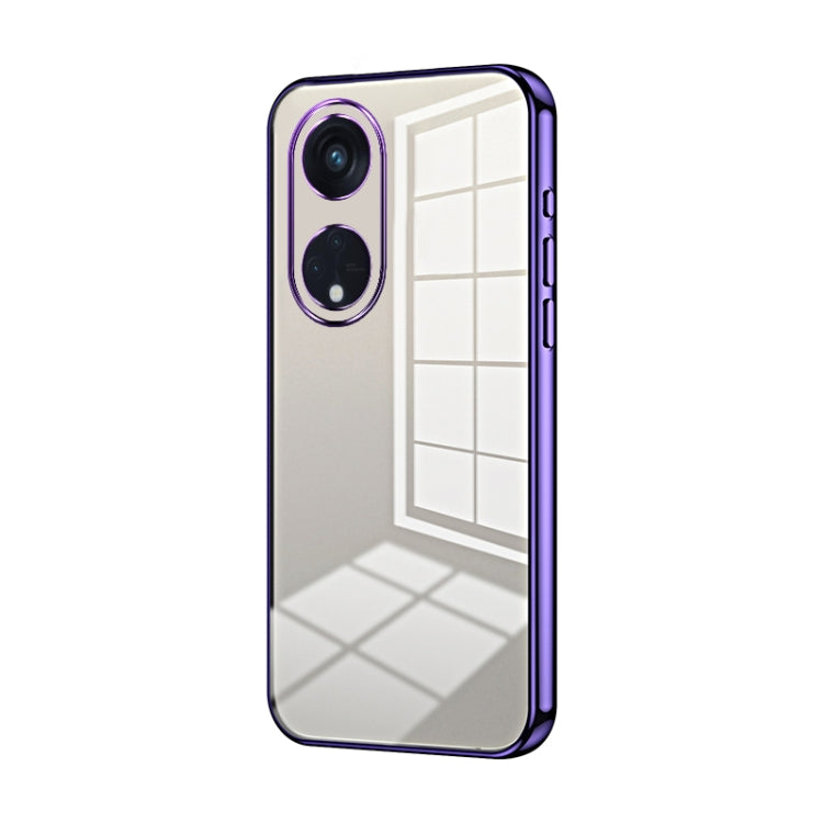 For OPPO Reno8 T 5G Transparent Plating Fine Hole Phone Case(Purple) - OPPO Cases by buy2fix | Online Shopping UK | buy2fix