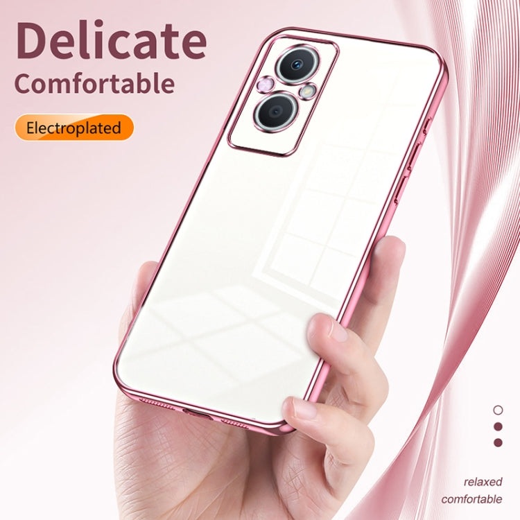 For OPPO Reno7 Z 5G / F21 Pro 5G Transparent Plating Fine Hole Phone Case(Transparent) - OPPO Cases by buy2fix | Online Shopping UK | buy2fix