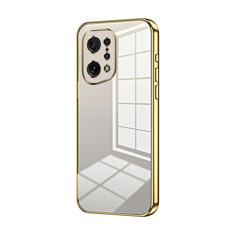 For OPPO Find X5 Transparent Plating Fine Hole Phone Case(Gold) - OPPO Cases by buy2fix | Online Shopping UK | buy2fix