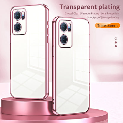 For OPPO Reno7 5G Transparent Plating Fine Hole Phone Case(Gold) - OPPO Cases by buy2fix | Online Shopping UK | buy2fix