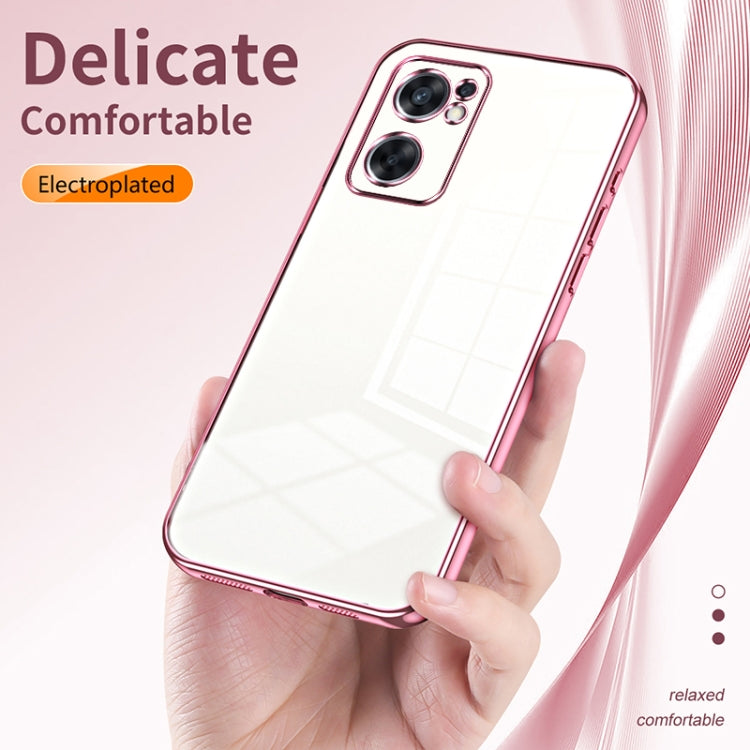 For OPPO Reno7 SE Transparent Plating Fine Hole Phone Case(Transparent) - OPPO Cases by buy2fix | Online Shopping UK | buy2fix