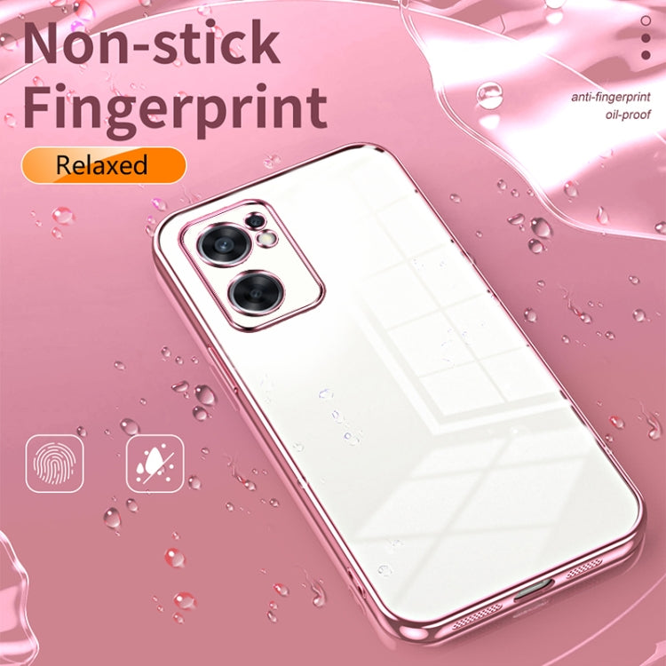 For OPPO Reno7 SE Transparent Plating Fine Hole Phone Case(Silver) - OPPO Cases by buy2fix | Online Shopping UK | buy2fix