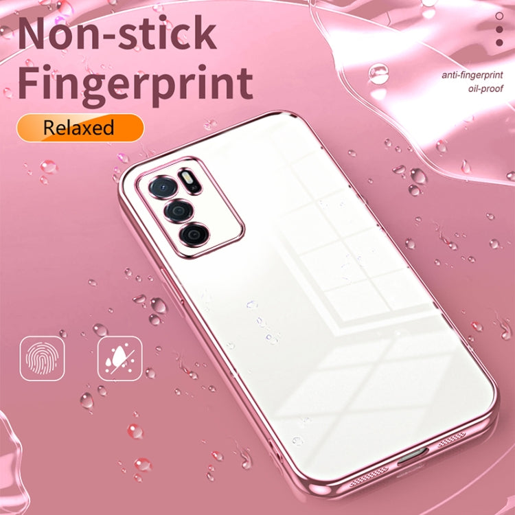 For OPPO A16 / A16s / A54s Transparent Plating Fine Hole Phone Case(Purple) - OPPO Cases by buy2fix | Online Shopping UK | buy2fix