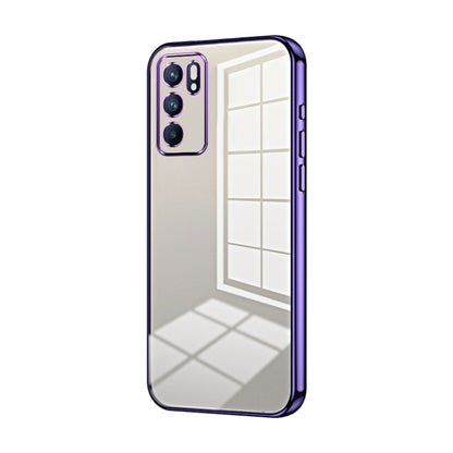 For OPPO Reno6 Indian / Malay Transparent Plating Fine Hole Phone Case(Purple) - OPPO Cases by buy2fix | Online Shopping UK | buy2fix