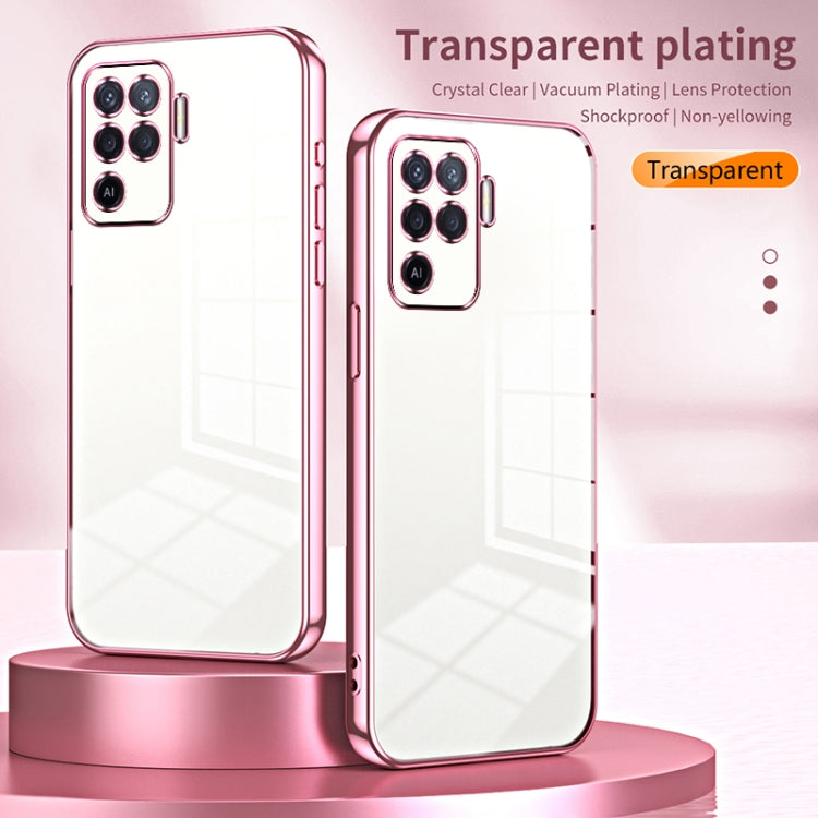 For OPPO A94 4G Transparent Plating Fine Hole Phone Case(Pink) - OPPO Cases by buy2fix | Online Shopping UK | buy2fix