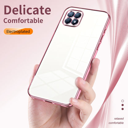 For OPPO Reno4 SE Transparent Plating Fine Hole Phone Case(Blue) - OPPO Cases by buy2fix | Online Shopping UK | buy2fix