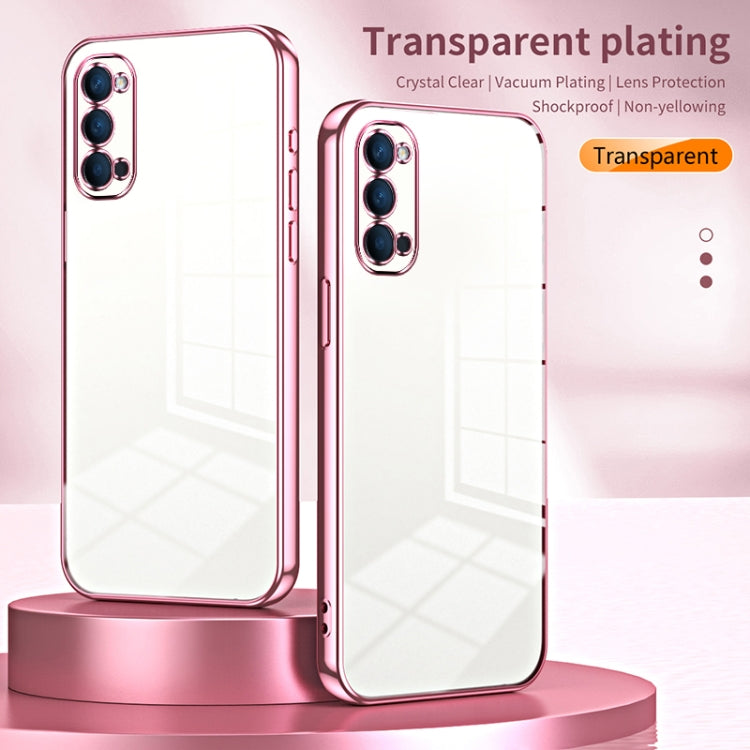 For OPPO Reno4 Transparent Plating Fine Hole Phone Case(Black) - OPPO Cases by buy2fix | Online Shopping UK | buy2fix