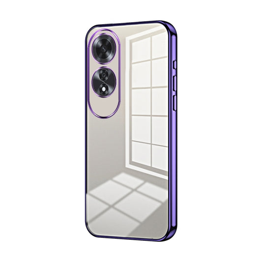 For OPPO A60 Transparent Plating Fine Hole Phone Case(Purple) - OPPO Cases by buy2fix | Online Shopping UK | buy2fix