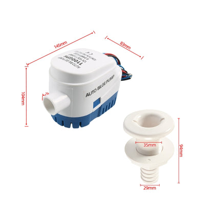 12V-1100GPH Yacht Automatic Bilge Pump with Drain Pipe - Marine Accessories & Parts by buy2fix | Online Shopping UK | buy2fix