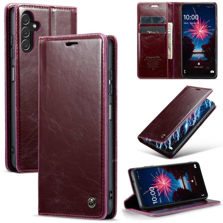 For Samsung Galaxy A15 CaseMe 003 Crazy Horse Texture Flip Leather Phone Case(Mulberry Red) - Galaxy Phone Cases by CaseMe | Online Shopping UK | buy2fix