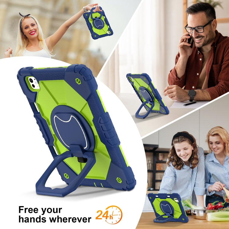 For iPad Pro 11 2024 Contrast Color Robot Silicone Hybrid PC Tablet Case(Navy Yellow Green) - iPad Pro 11 2024 Cases by buy2fix | Online Shopping UK | buy2fix