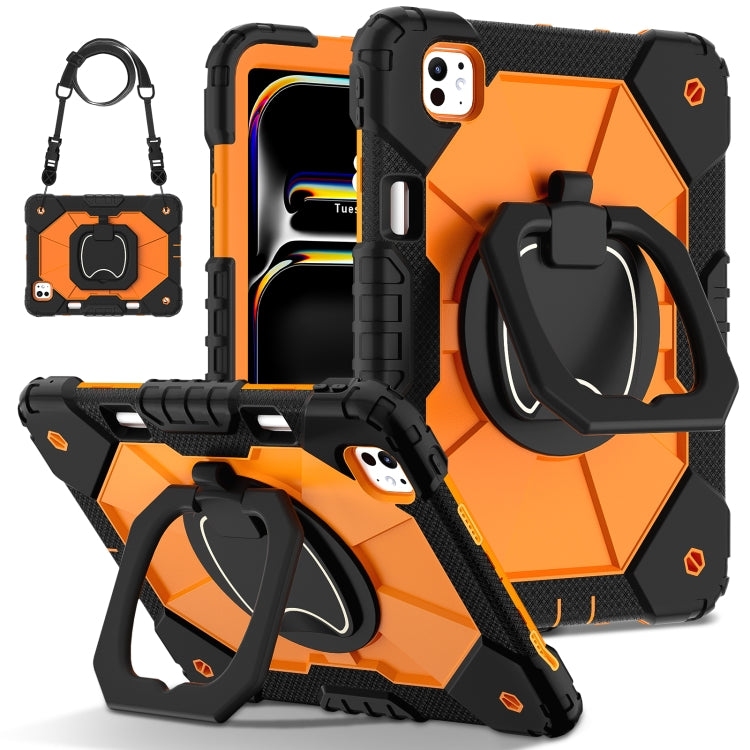 For iPad Pro 11 2024 Contrast Color Robot Silicone Hybrid PC Tablet Case(Black Orange) - iPad Pro 11 2024 Cases by buy2fix | Online Shopping UK | buy2fix