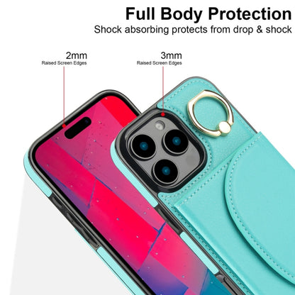 For iPhone 16 Pro Max YM007 Ring Holder Card Bag Skin Feel Phone Case(Green) - iPhone 16 Pro Max Cases by buy2fix | Online Shopping UK | buy2fix