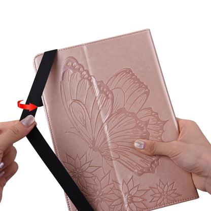 For Samsung Galaxy Tab S9 FE+ / S9+ / S8+ Big Butterfly Embossed Leather Tablet Case(Rose Gold) - Galaxy Tab S9+ Cases by buy2fix | Online Shopping UK | buy2fix