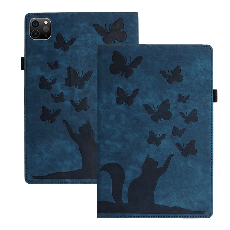 For iPad Pro 13 2024 Butterfly Cat Embossing Leather Tablet Case(Dark Blue) - iPad Pro 13 2024 Cases by buy2fix | Online Shopping UK | buy2fix