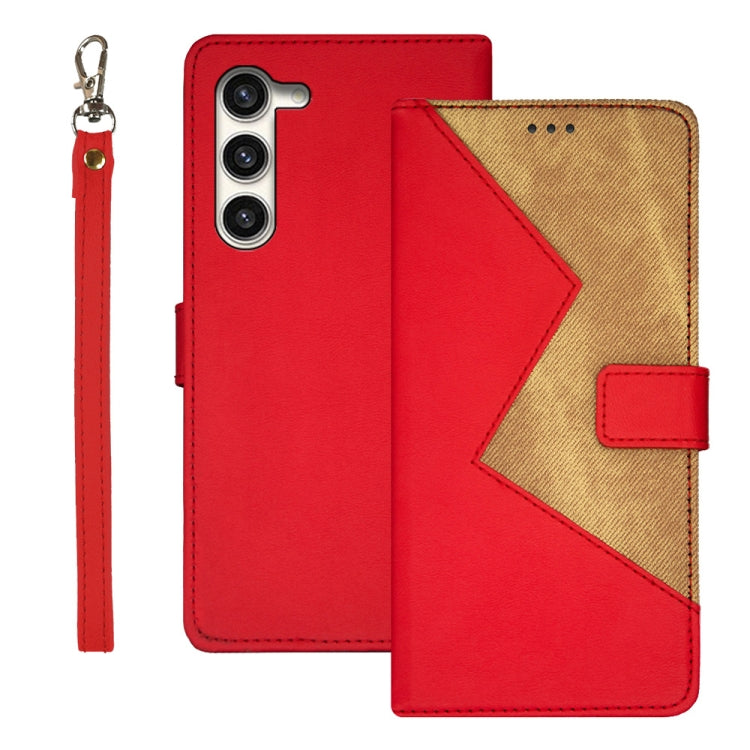 For Samsung Galaxy S24 5G idewei Two-color Splicing Leather Phone Case(Red) - Galaxy S24 5G Cases by idewei | Online Shopping UK | buy2fix