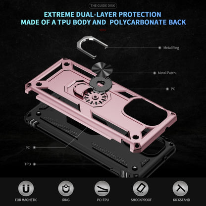 For Motorola Edge 2024 Shockproof TPU + PC Phone Case with Holder(Rose Gold) - Motorola Cases by buy2fix | Online Shopping UK | buy2fix