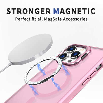 For iPhone 12 Pro Max Metal Invisible Camera Holder MagSafe Magnetic Phone Case(Pink) - iPhone 12 Pro Max Cases by buy2fix | Online Shopping UK | buy2fix