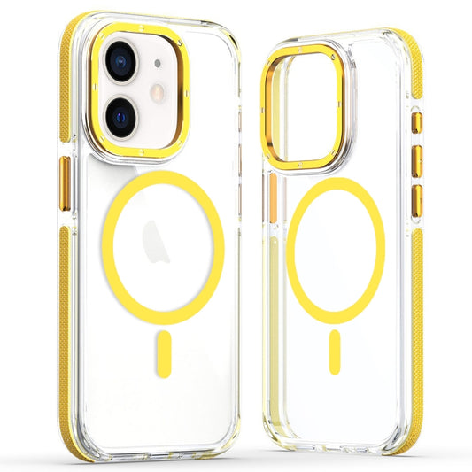 For iPhone 12 Dual-Color Clear Acrylic Hybrid TPU MagSafe Phone Case(Yellow) - iPhone 12 / 12 Pro Cases by buy2fix | Online Shopping UK | buy2fix