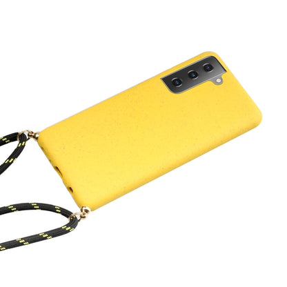 For Samsung Galaxy S24+ 5G Wheat Straw Material + TPU Phone Case with Lanyard(Yellow) - Galaxy S24+ 5G Cases by buy2fix | Online Shopping UK | buy2fix