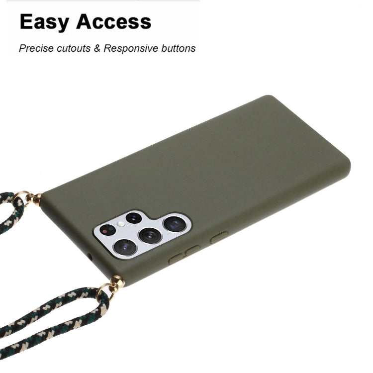 For Samsung Galaxy S24 Ultra 5G Wheat Straw Material + TPU Phone Case with Lanyard(Army Green) - Galaxy S24 Ultra 5G Cases by buy2fix | Online Shopping UK | buy2fix