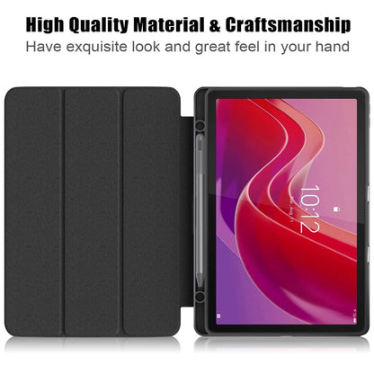 For Lenovo Tab M11 / Xiaoxin Pad 2024 Acrylic 3-Fold Solid Color Smart Leather Tablet Case(Black) - Lenovo by buy2fix | Online Shopping UK | buy2fix