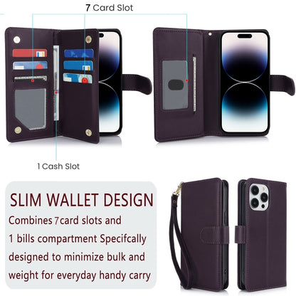 For iPhone 16 Plus Multi-Card Wallet RFID Leather Phone Case(Dark Purple) - iPhone 16 Plus Cases by buy2fix | Online Shopping UK | buy2fix