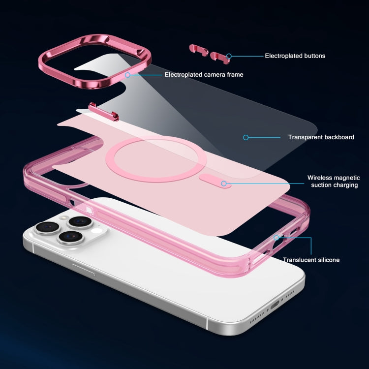 For iPhone 15 Pro Electroplated IMD Magsafe PC Hybrid TPU Phone Case(Pink) - iPhone 15 Pro Cases by buy2fix | Online Shopping UK | buy2fix