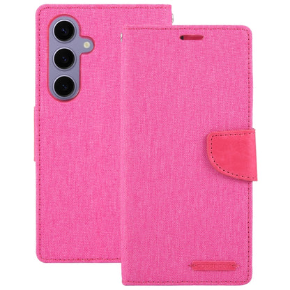 For Samsung Galaxy S24 5G GOOSPERY CANVAS DIARY Fabric Texture Flip Leather Phone Case(Rose Red) - Galaxy S24 5G Cases by GOOSPERY | Online Shopping UK | buy2fix