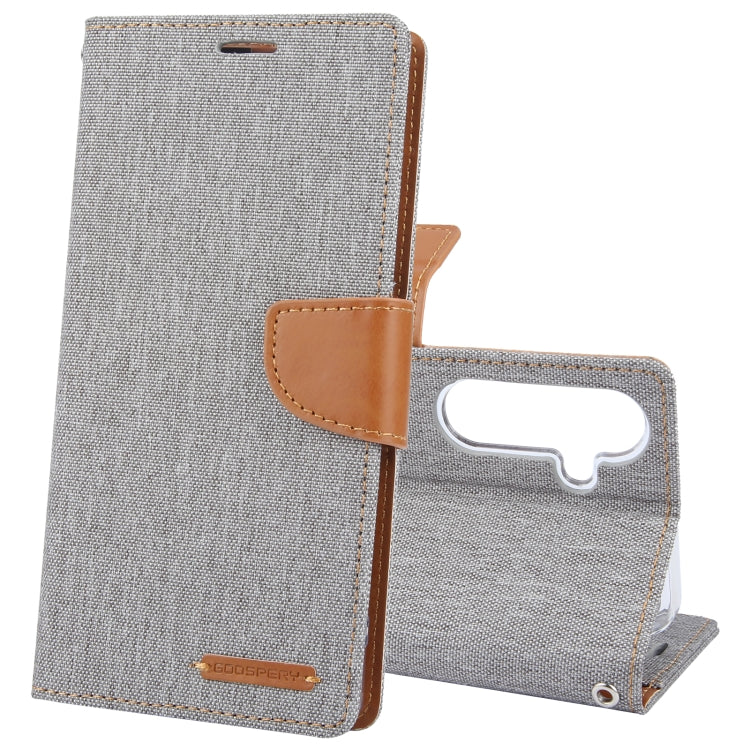 For Samsung Galaxy S24 5G GOOSPERY CANVAS DIARY Fabric Texture Flip Leather Phone Case(Grey) - Galaxy S24 5G Cases by GOOSPERY | Online Shopping UK | buy2fix