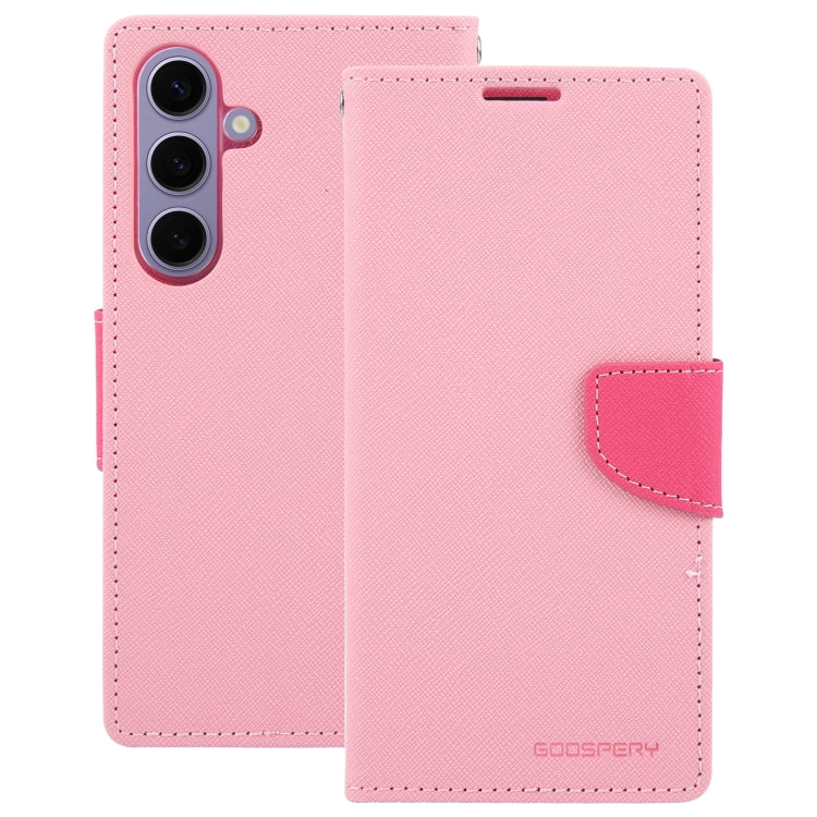 For Samsung Galaxy S24 5G GOOSPERY FANCY DIARY Cross Texture Leather Phone Case(Pink) - Galaxy S24 5G Cases by GOOSPERY | Online Shopping UK | buy2fix