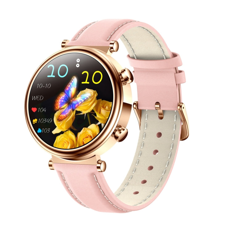 T86 Woman Health 1.27 inch Smart Watch, BT Call / Physiological Cycle / Heart Rate / Blood Pressure / Blood Glucose / SOS(Rose Gold Pink Leather) - Smart Wristbands by buy2fix | Online Shopping UK | buy2fix