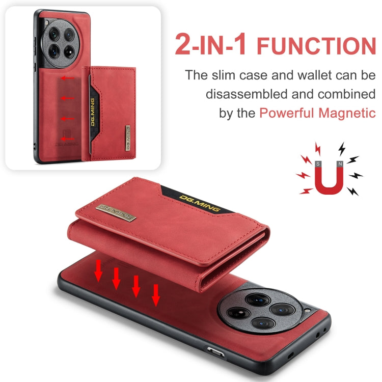 For OnePlus 12 DG.MING M2 Series 3-Fold Multi Card Bag + Magnetic Phone Case(Red) - OnePlus Cases by DG.MING | Online Shopping UK | buy2fix