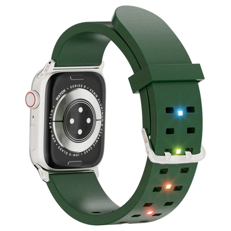 For Apple Watch SE 40mm Luminous Colorful Light Silicone Watch Band(Green) - Watch Bands by buy2fix | Online Shopping UK | buy2fix