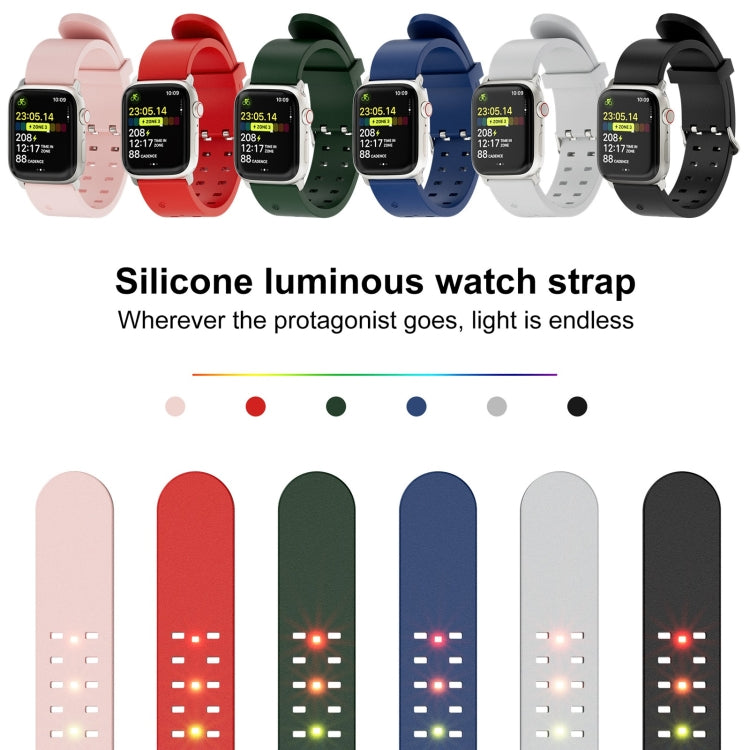 For Apple Watch Series 4 40mm Luminous Colorful Light Silicone Watch Band(Black) - Watch Bands by buy2fix | Online Shopping UK | buy2fix