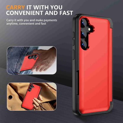 For Samsung Galaxy S21+ 5G 3 in 1 Flip Holder Phone Case(Red) - Galaxy S21+ 5G Cases by buy2fix | Online Shopping UK | buy2fix