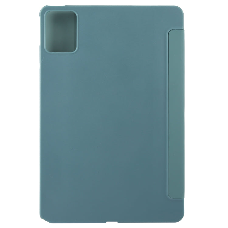 For Lenovo Tab M11/ Xiaoxin Pad 11 2024 Tri-fold Silicone Leather Tablet Case(Dark Green) - Lenovo by buy2fix | Online Shopping UK | buy2fix