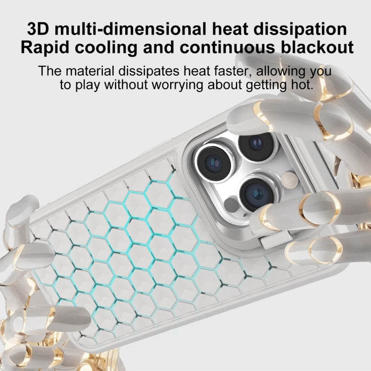 For iPhone 16 Pro Honeycomb Radiating Lens Holder Magsafe Phone Case(Black) - iPhone 16 Pro Cases by buy2fix | Online Shopping UK | buy2fix