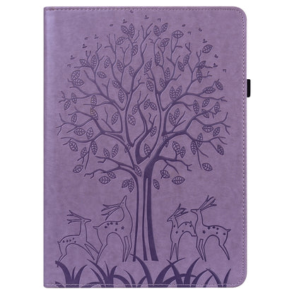 For Lenovo Tab M11 / Xiaoxin Pad 11 2024 Tree & Deer Embossed Leather Tablet Case(Purple) - Lenovo by buy2fix | Online Shopping UK | buy2fix