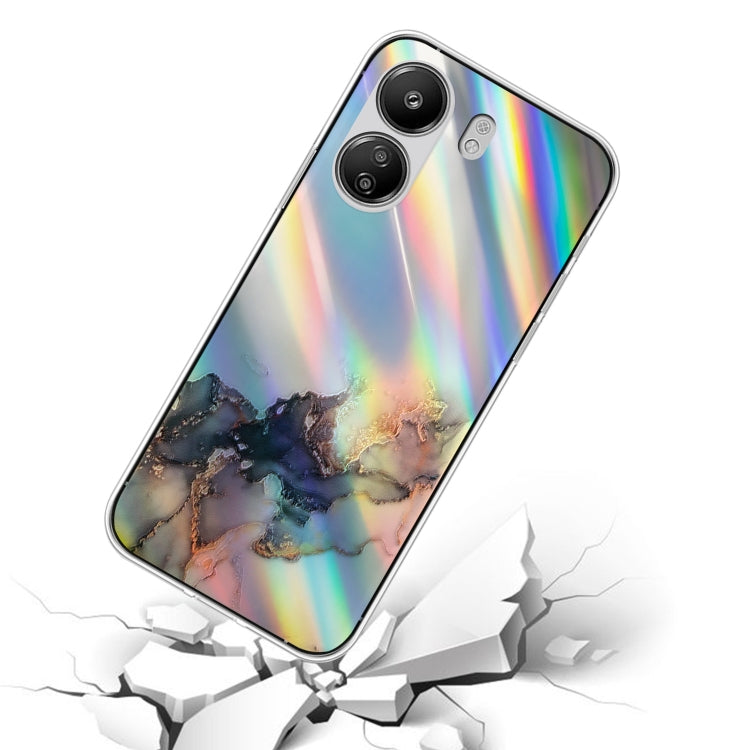 For Xiaomi Redmi 13C 4G / Poco C65 Laser Marble Pattern Clear TPU Protective Phone Case(Black) - 13C Cases by buy2fix | Online Shopping UK | buy2fix
