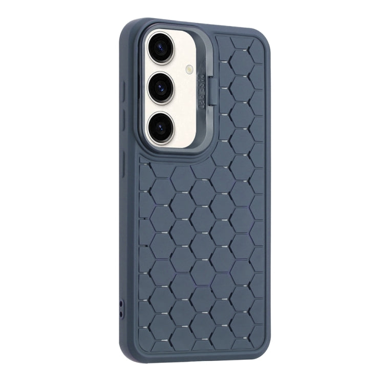 For Samsung Galaxy S24 5G Honeycomb Radiating Lens Holder Magsafe Phone Case(Blue) - Galaxy S24 5G Cases by buy2fix | Online Shopping UK | buy2fix