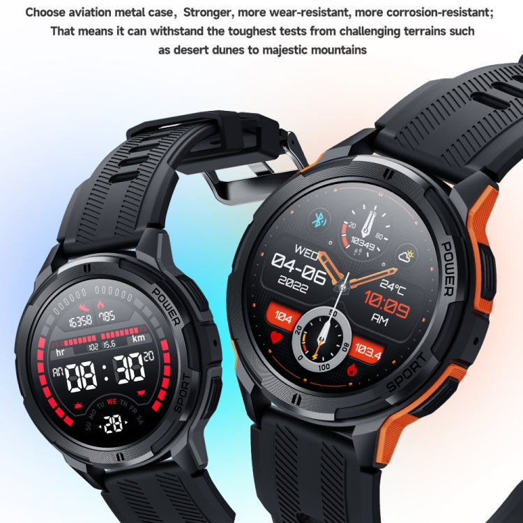 LEMFO C25 1.43 inch HD Round Screen Outdoor Smart Watch Supports Blood Oxygen Detection/Sedentary Reminder(Black Orange) - Smart Watches by LEMFO | Online Shopping UK | buy2fix