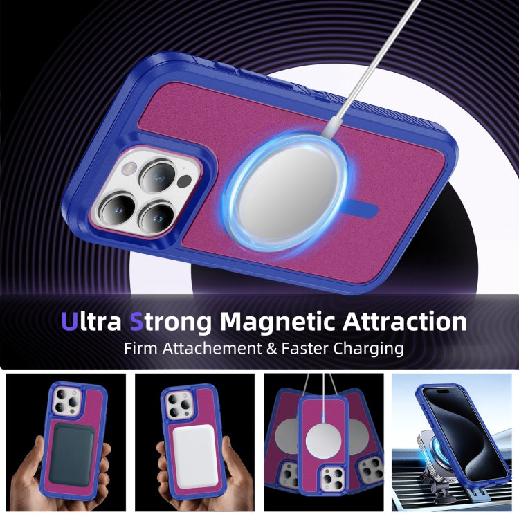 For iPhone 15 Guard Magsafe Magnetic Ring Matte Phone Case(Blue+Rose Red) - iPhone 15 Cases by buy2fix | Online Shopping UK | buy2fix