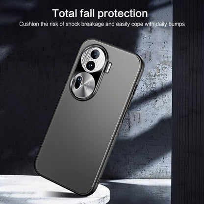 For OPPO Reno11 Pro Global R-JUST RJ-61 Electroplating Frosted TPU + PC Phone Case with Holder(Grey) - Reno11 Pro Cases by R-JUST | Online Shopping UK | buy2fix