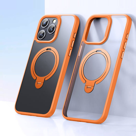 For iPhone 13 Pro Double Ring MagSafe Magnetic Holder Phone Case(Matte Orange) - iPhone 13 Pro Cases by buy2fix | Online Shopping UK | buy2fix