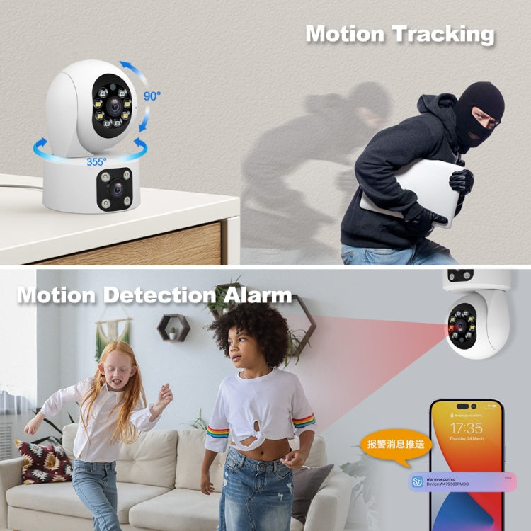 SriHome SH049 2MP + 2MP Humanoid Tracking Smart Night Vision Dual Lens HD IP Camera(UK Plug) - Wireless Camera by SriHome | Online Shopping UK | buy2fix