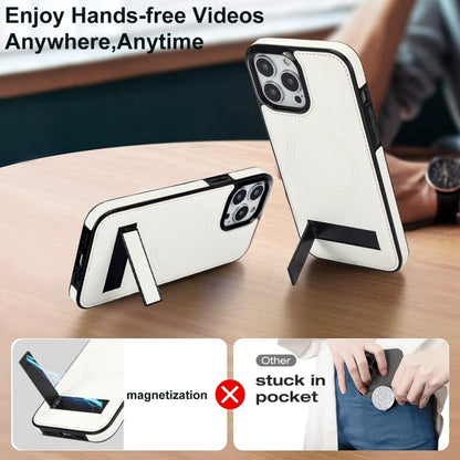 For iPhone 15 Pro Retro Leather Invisible Stand MagSafe Phone Case(White) - iPhone 15 Pro Cases by buy2fix | Online Shopping UK | buy2fix